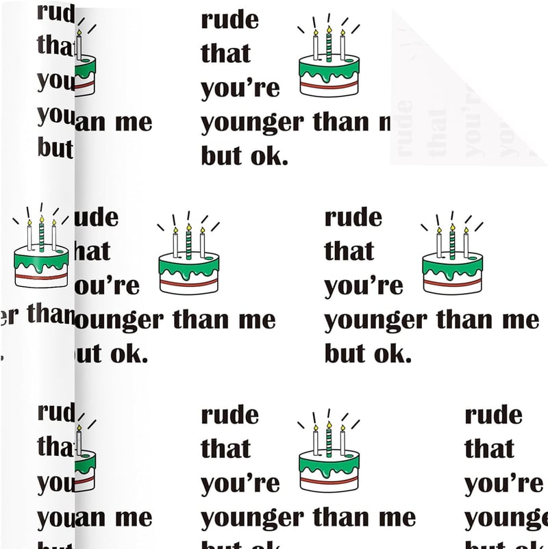 Funny Birthday Wrapping Paper Roll - Rude Cake Design, 17