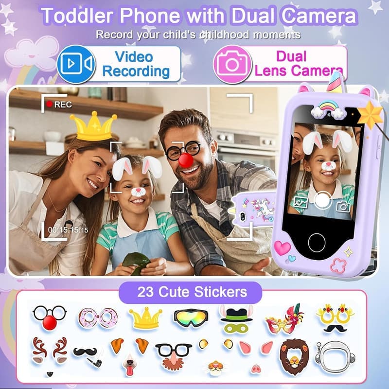 Kids Smartphone Toy for Girls Age 3-10, Purple