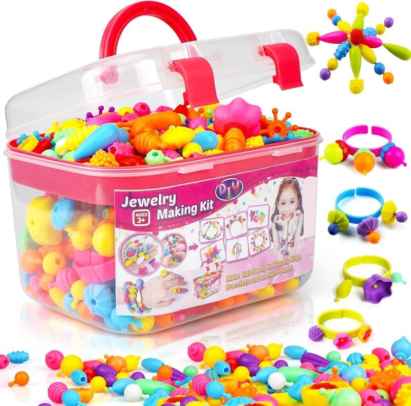 Kids' Jewelry Making Kit - 520+ Snap Pop Beads for Ages 4-8
