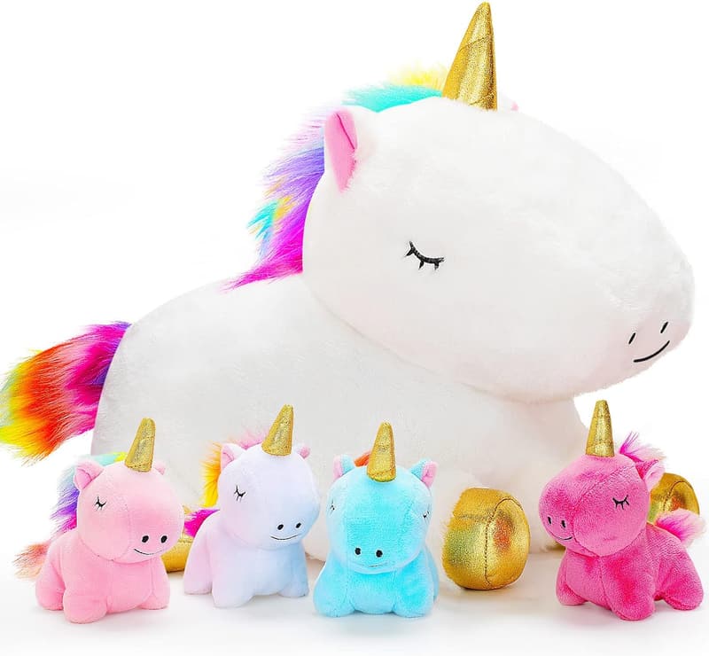Unicorn Plush Toy Set for Girls, Ages 3-8, Soft Stuffed Animals
