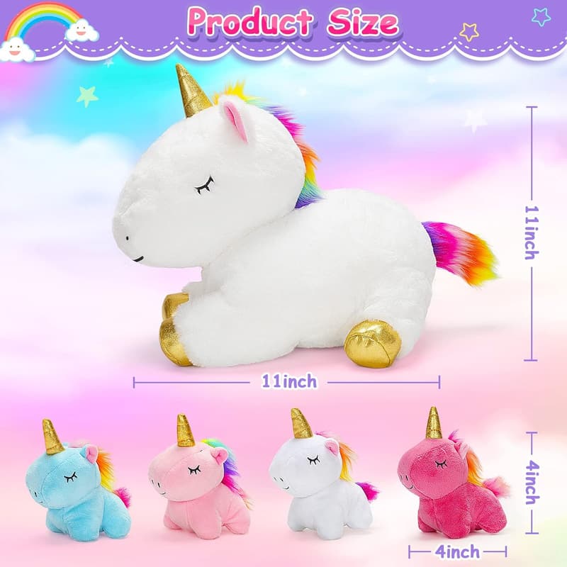 Unicorn Plush Toy Set for Girls, Ages 3-8, Soft Stuffed Animals