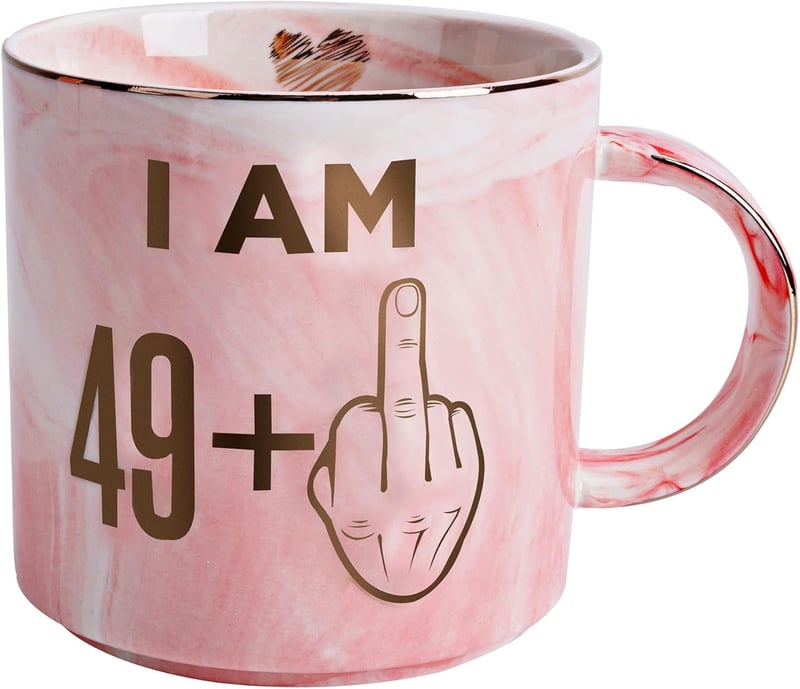 50th Birthday Pink Marble Ceramic Mug for Women