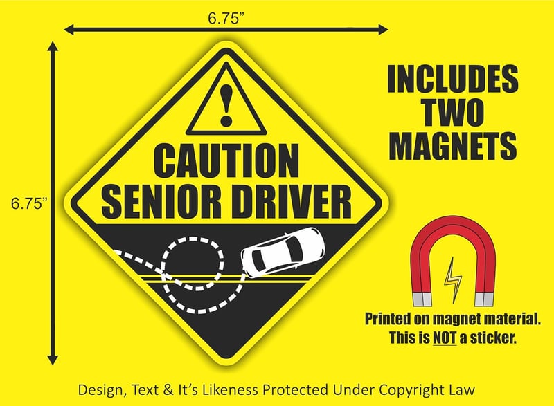 Funny Senior Driver Car Magnet - Gag Gift for Elderly