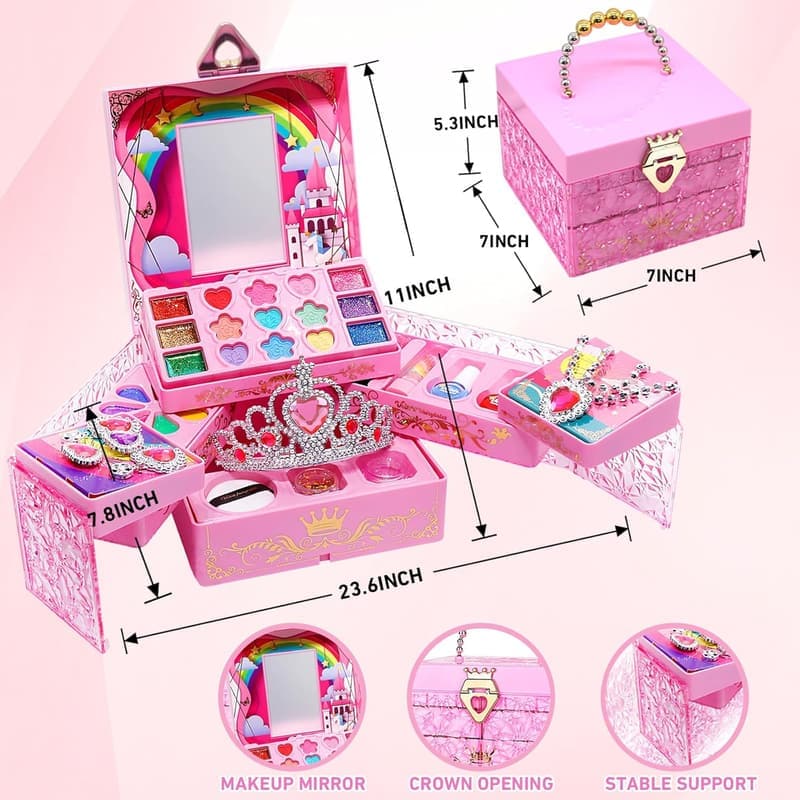 Washable Kids Makeup Kit for Girls Ages 3-12 - Perfect Birthday Gift