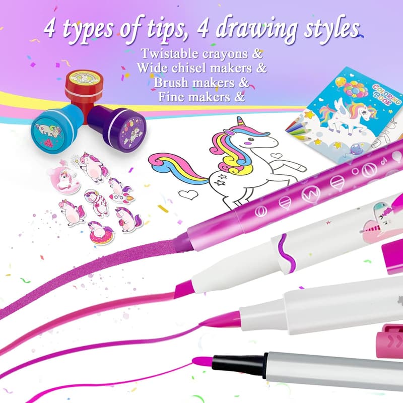 Unicorn-Themed Washable Fruit Scented Markers Set for Girls