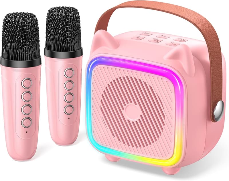 Portable Karaoke Machine with 2 Microphones for Kids' Birthday