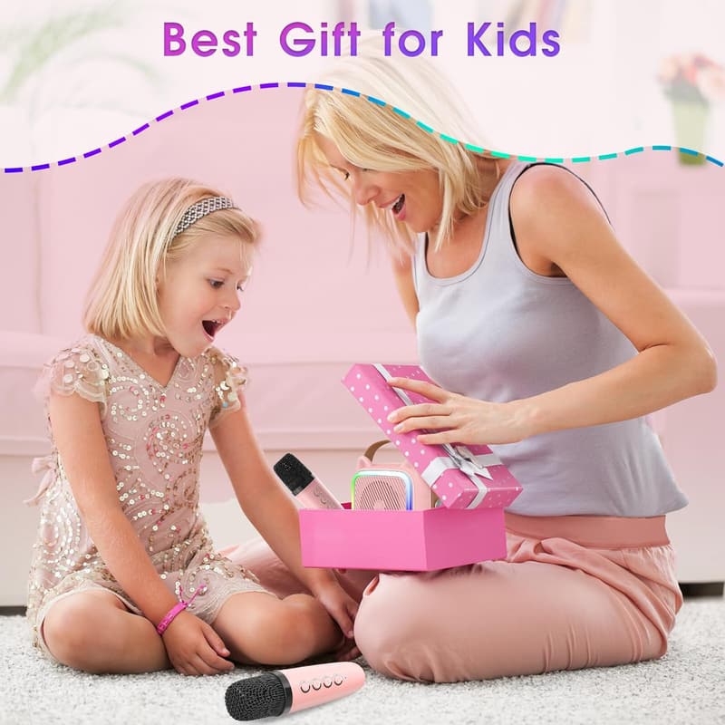 Portable Karaoke Machine with 2 Microphones for Kids' Birthday