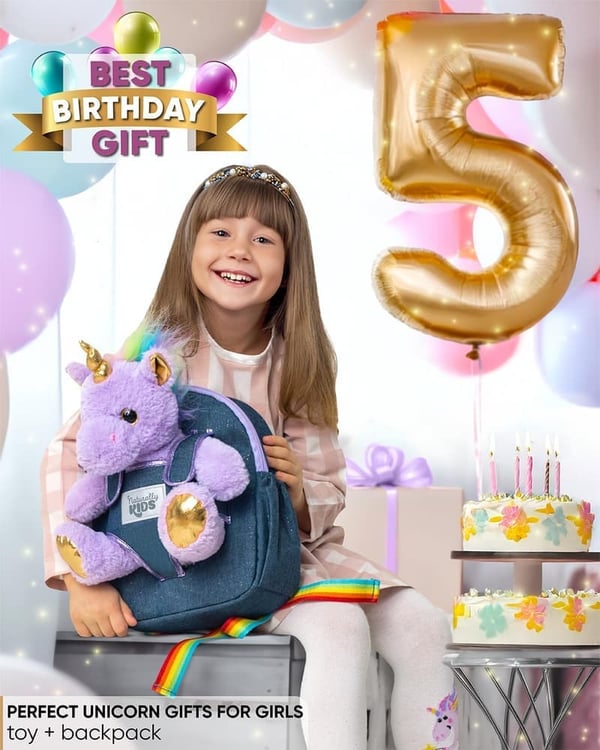 Unicorn Toddler Backpack with Detachable Toy for Girls Age 4-6