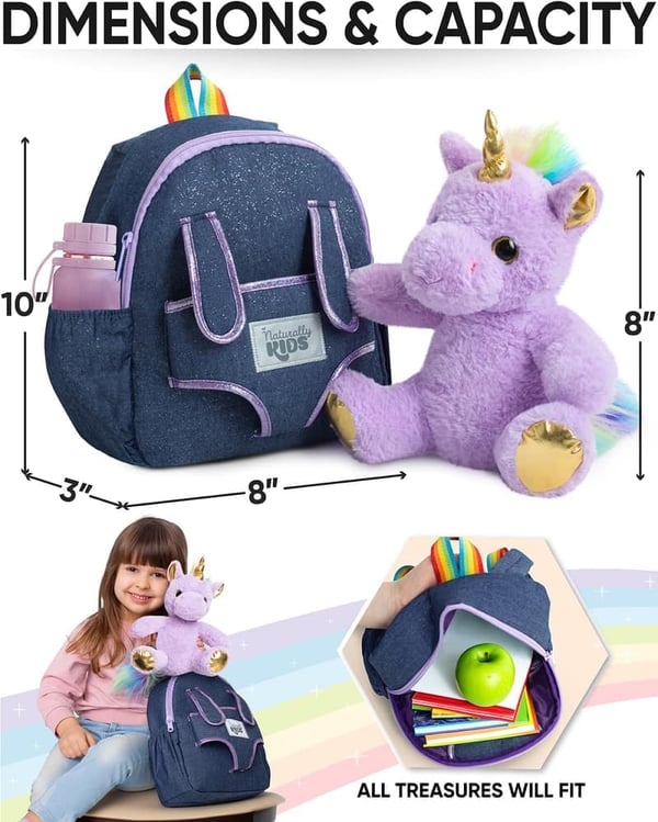 Unicorn Toddler Backpack with Detachable Toy for Girls Age 4-6