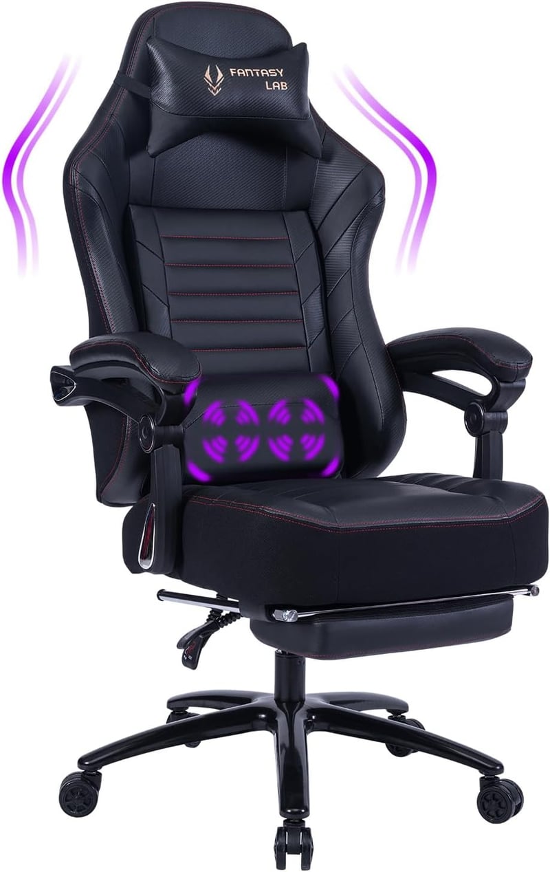 Big & Tall Gaming Chair with Footrest & Massage, 400lbs Capacity