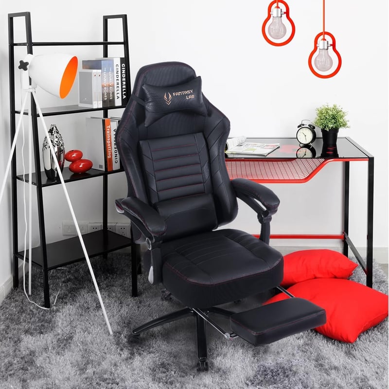 Big & Tall Gaming Chair with Footrest & Massage, 400lbs Capacity