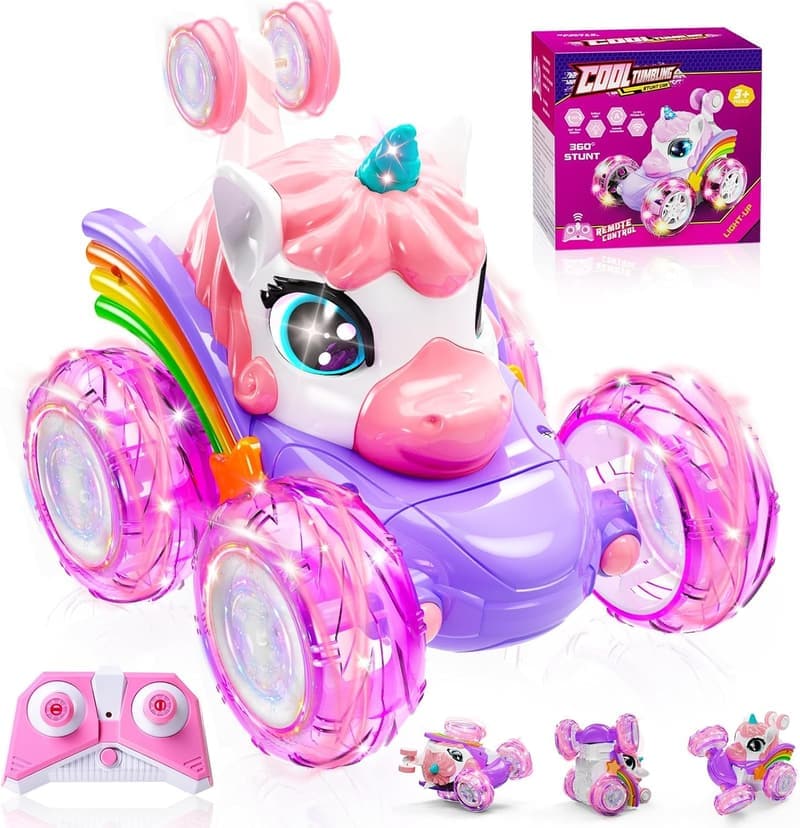Unicorn Remote Control Car - 360° Stunt Toy for Girls