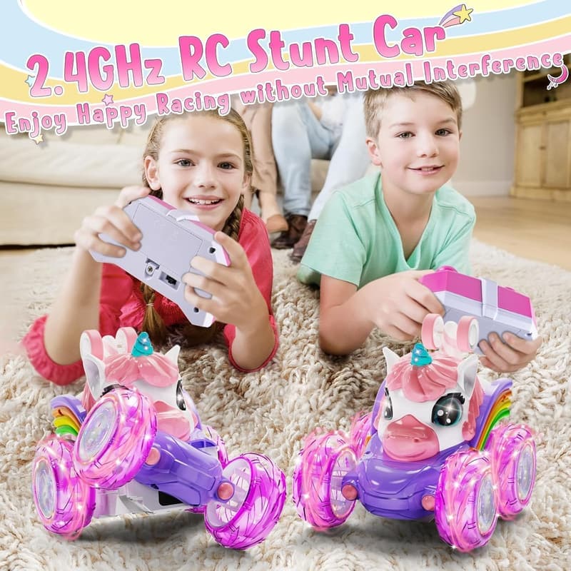 Unicorn Remote Control Car - 360° Stunt Toy for Girls
