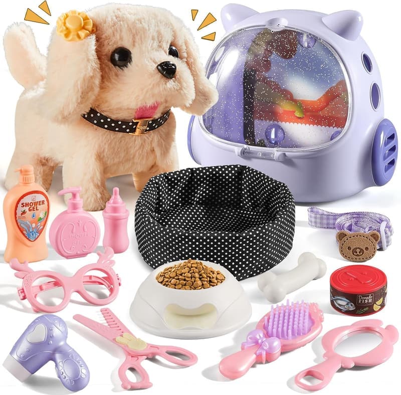 Robot Puppy Toys - Realistic Walk & Bark Set for Kids (16 Pcs)