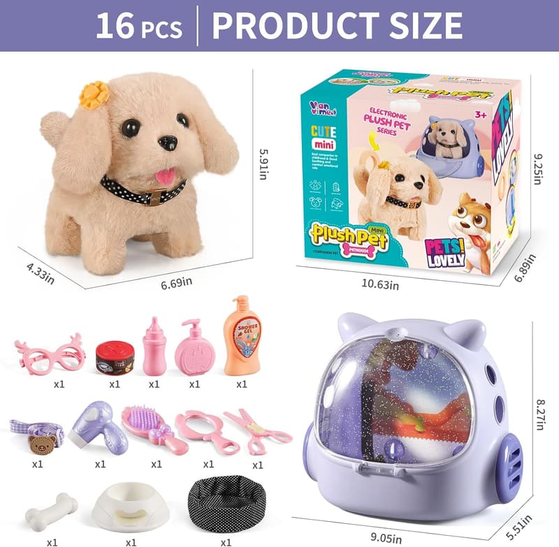 Robot Puppy Toys - Realistic Walk & Bark Set for Kids (16 Pcs)