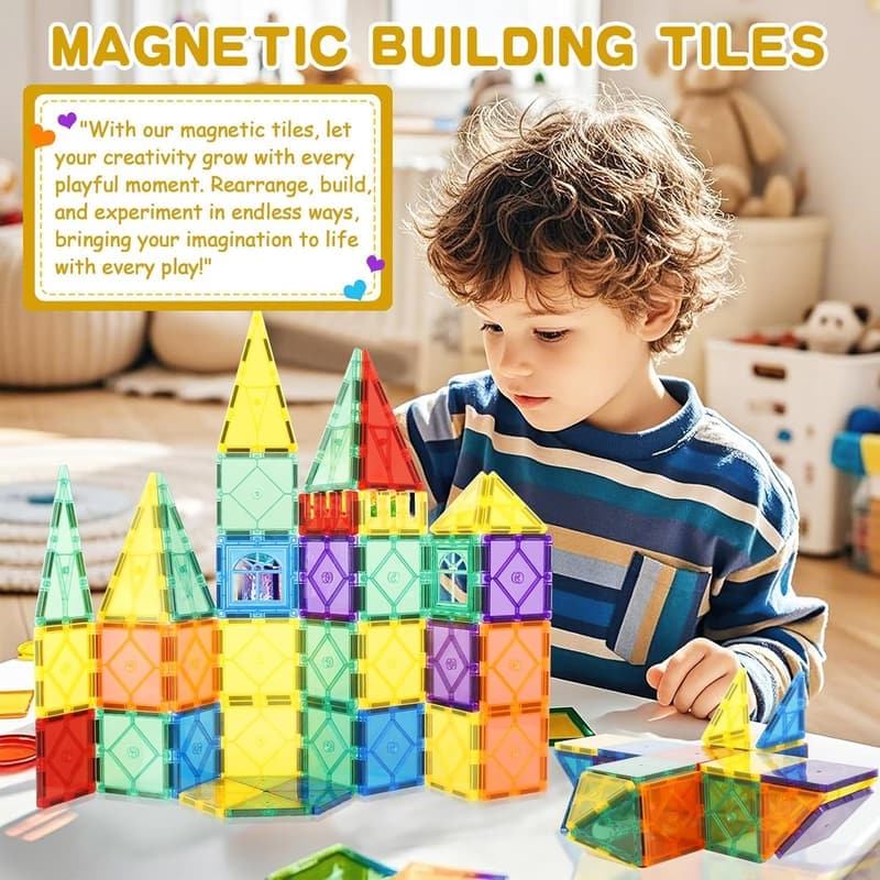 Montessori Magnetic Tiles for Kids Ages 3-7 – Sensory Building Fun