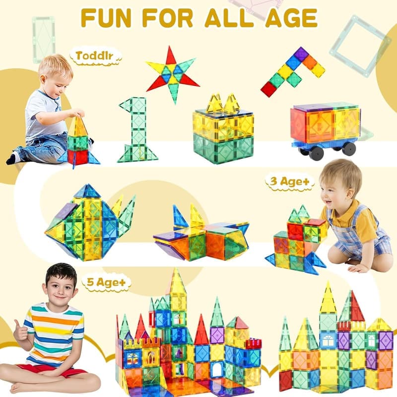 Montessori Magnetic Tiles for Kids Ages 3-7 – Sensory Building Fun
