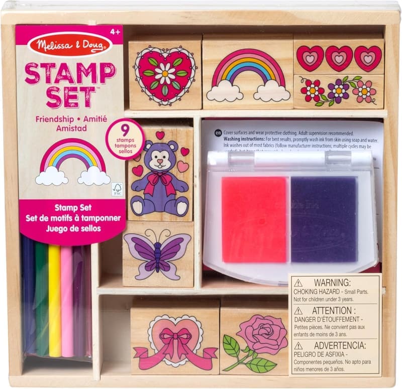 Friendship Wooden Stamp Set with Pencils & Stamp Pad