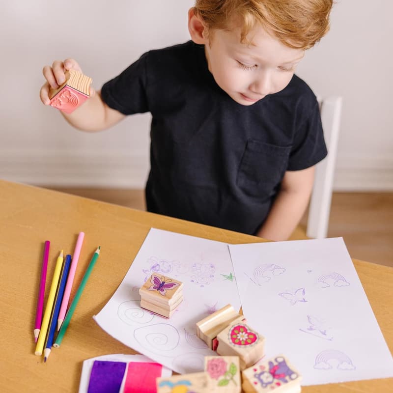 Friendship Wooden Stamp Set with Pencils & Stamp Pad