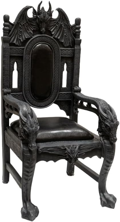 Gothic Dragon Throne Chair - Handcrafted Resin Furniture, 51.5