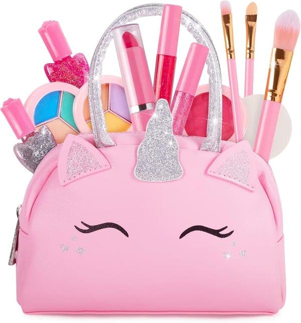Kids Non-Toxic Makeup Kit with Pink Unicorn Purse - Easter Gift