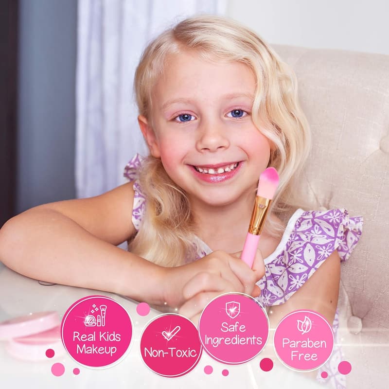 Kids Non-Toxic Makeup Kit with Pink Unicorn Purse - Easter Gift