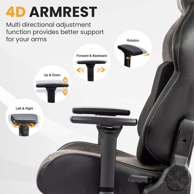 Ergonomic Gaming Chair for Big & Tall, 440lb Capacity, Memory Foam