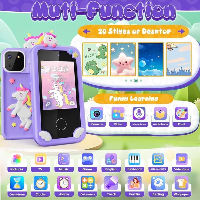 Unicorn Mini Smart Phone Toy for Girls Ages 3-9