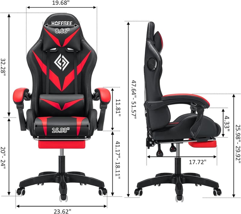 RGB Ergonomic Gaming Chair with Massage, Bluetooth & Footrest