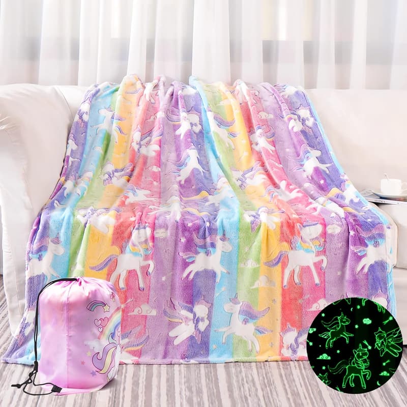 Unicorn Glow-in-the-Dark Blanket for Girls, 50