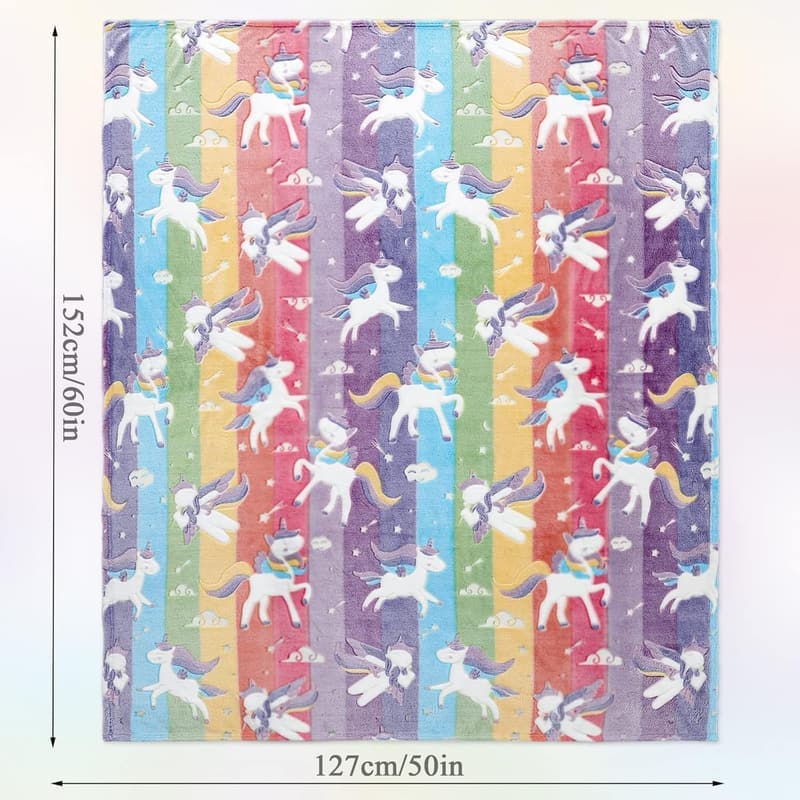 Unicorn Glow-in-the-Dark Blanket for Girls, 50