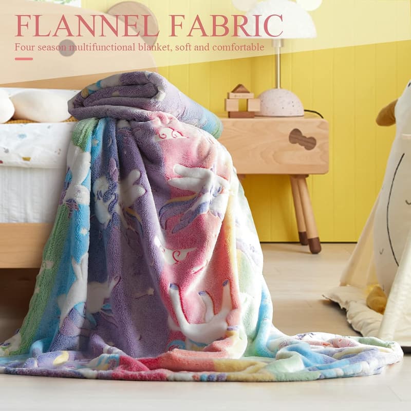 Unicorn Glow-in-the-Dark Blanket for Girls, 50