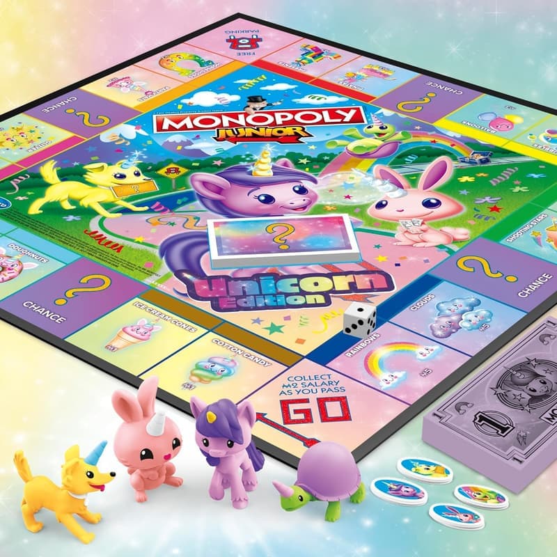 Monopoly Junior Unicorn Edition Board Game for Kids Ages 5+