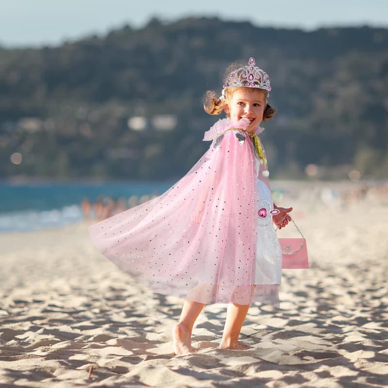 Princess Dress-Up Set for Girls 3-8 - 11-Piece Cape & Crown