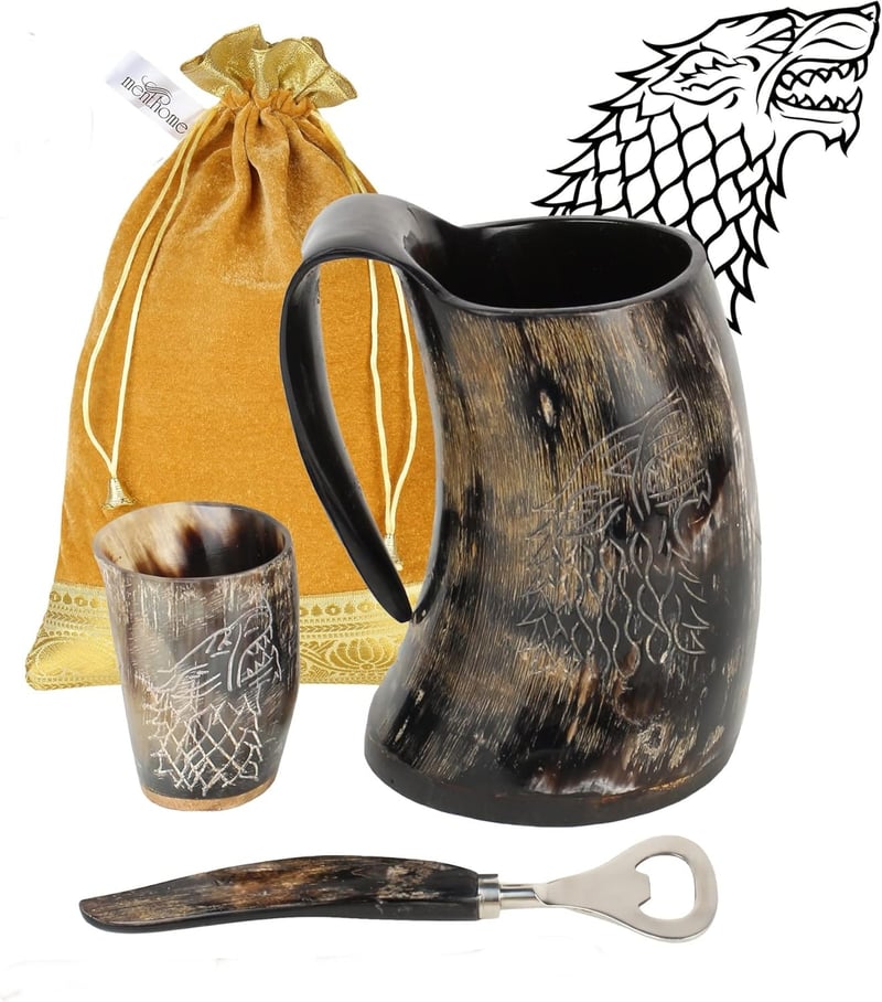 Viking Horn Mug - 100% Authentic Norse Style, 20 Oz