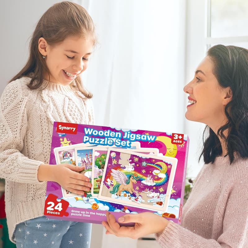 Unicorn Puzzle Gift Set for Girls Ages 3-6 - 24 PCS