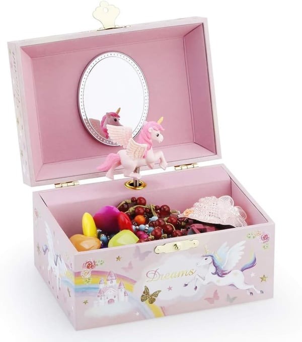 Musical Unicorn Jewelry Box Set for Little Girls - Pink