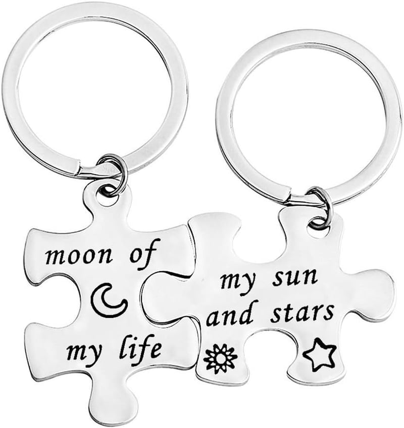 Moon of My Life Puzzle Keychain Set for Couples and Friends