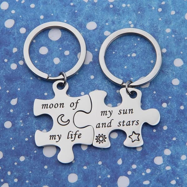 Moon of My Life Puzzle Keychain Set for Couples and Friends
