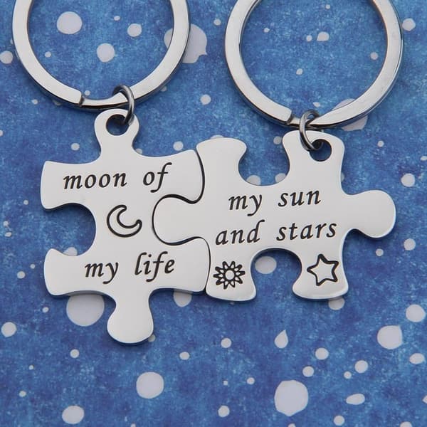 Moon of My Life Puzzle Keychain Set for Couples and Friends