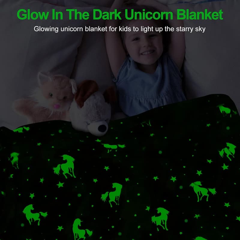 Unicorn Glow-in-the-Dark Fleece Blanket for Kids 40