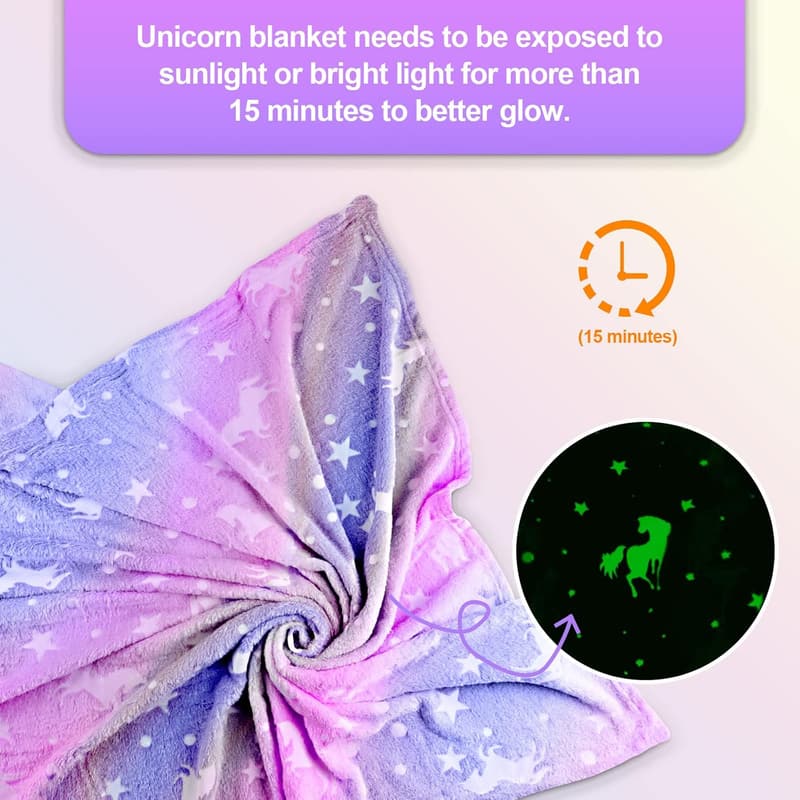 Unicorn Glow-in-the-Dark Fleece Blanket for Kids 40
