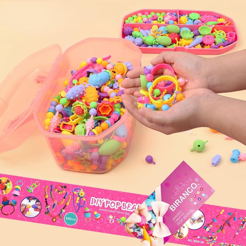 Girls' Pop Beads Jewelry Making Kit - 520 pcs Arts & Crafts Set