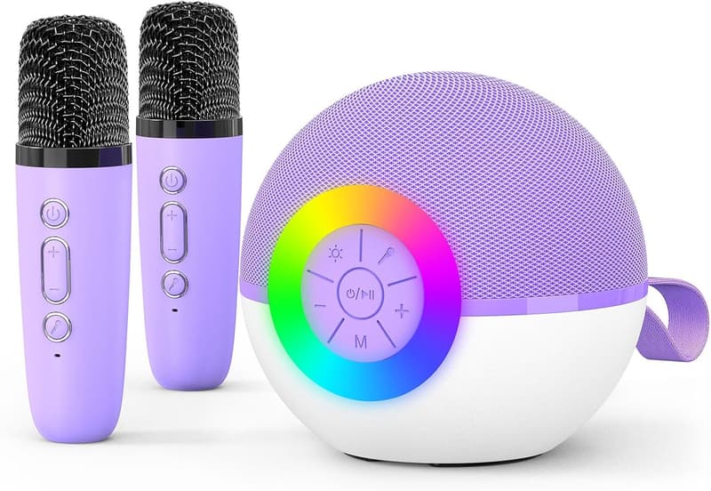 Portable Bluetooth Karaoke Machine with LED for Kids