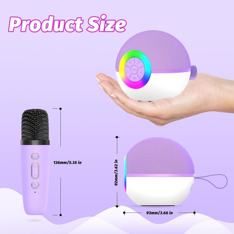 Portable Bluetooth Karaoke Machine with LED for Kids