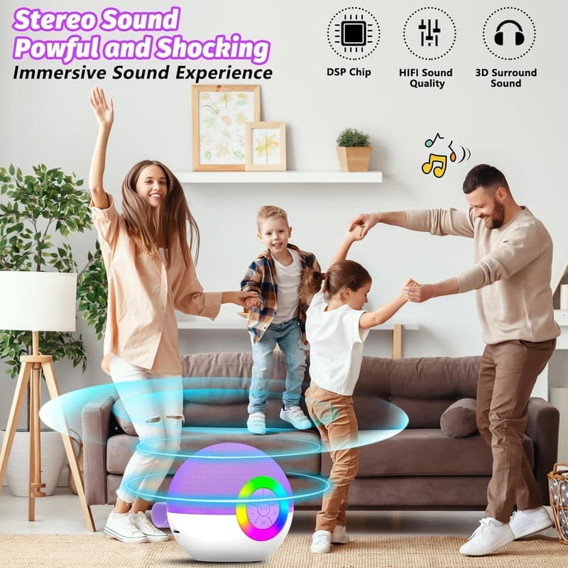Portable Bluetooth Karaoke Machine with LED for Kids