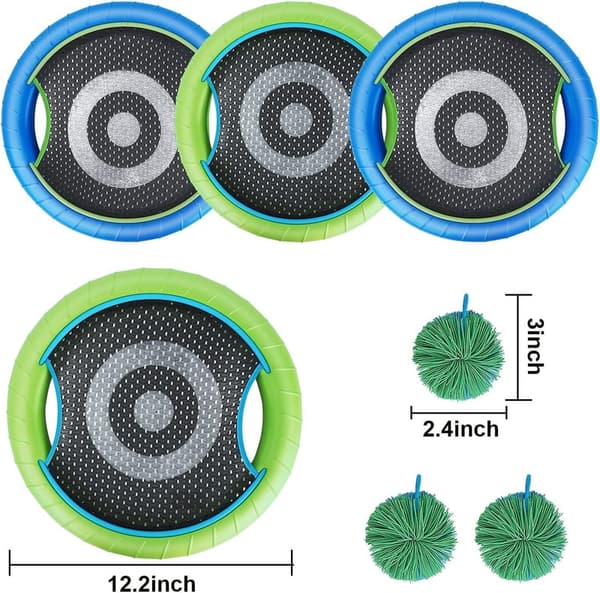 Outdoor Trampoline Paddle Game for 4 Players, Includes Rackets and Balls