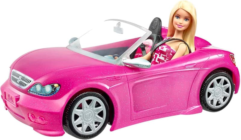Barbie Doll & Convertible Car Playset with Glam Details