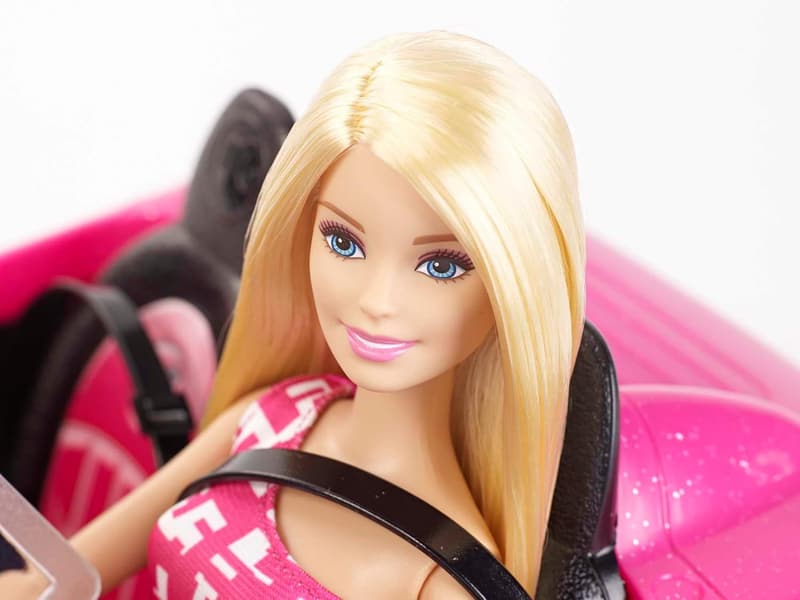 Barbie Doll & Convertible Car Playset with Glam Details