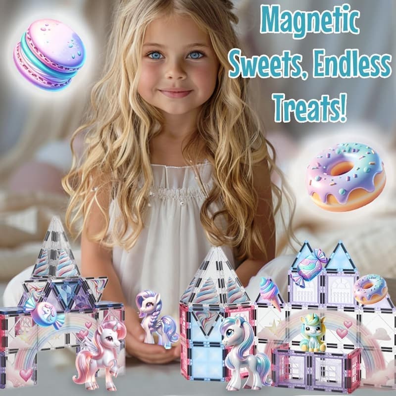 Unicorn Magnetic Tiles for Girls Ages 4-7 - Perfect Gifts